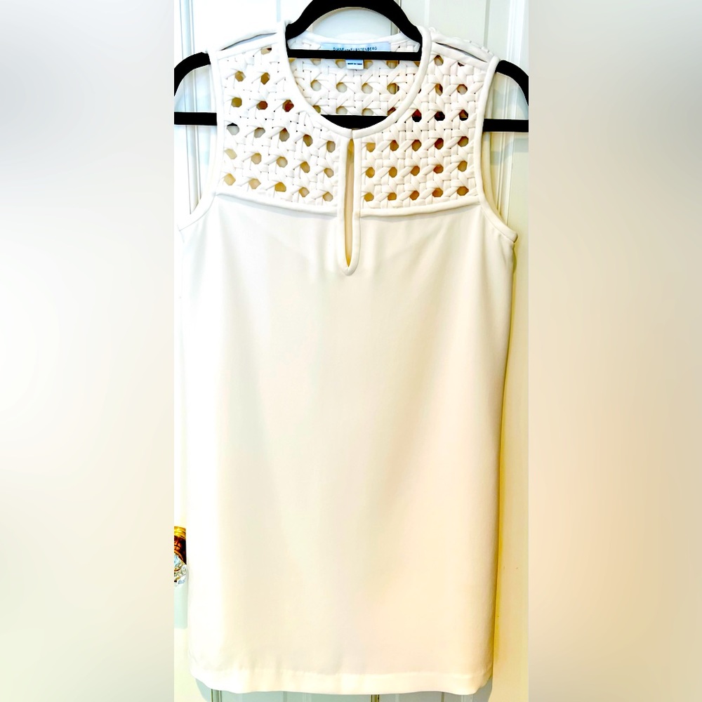Diane Von Furstenberg ivory lattice dress